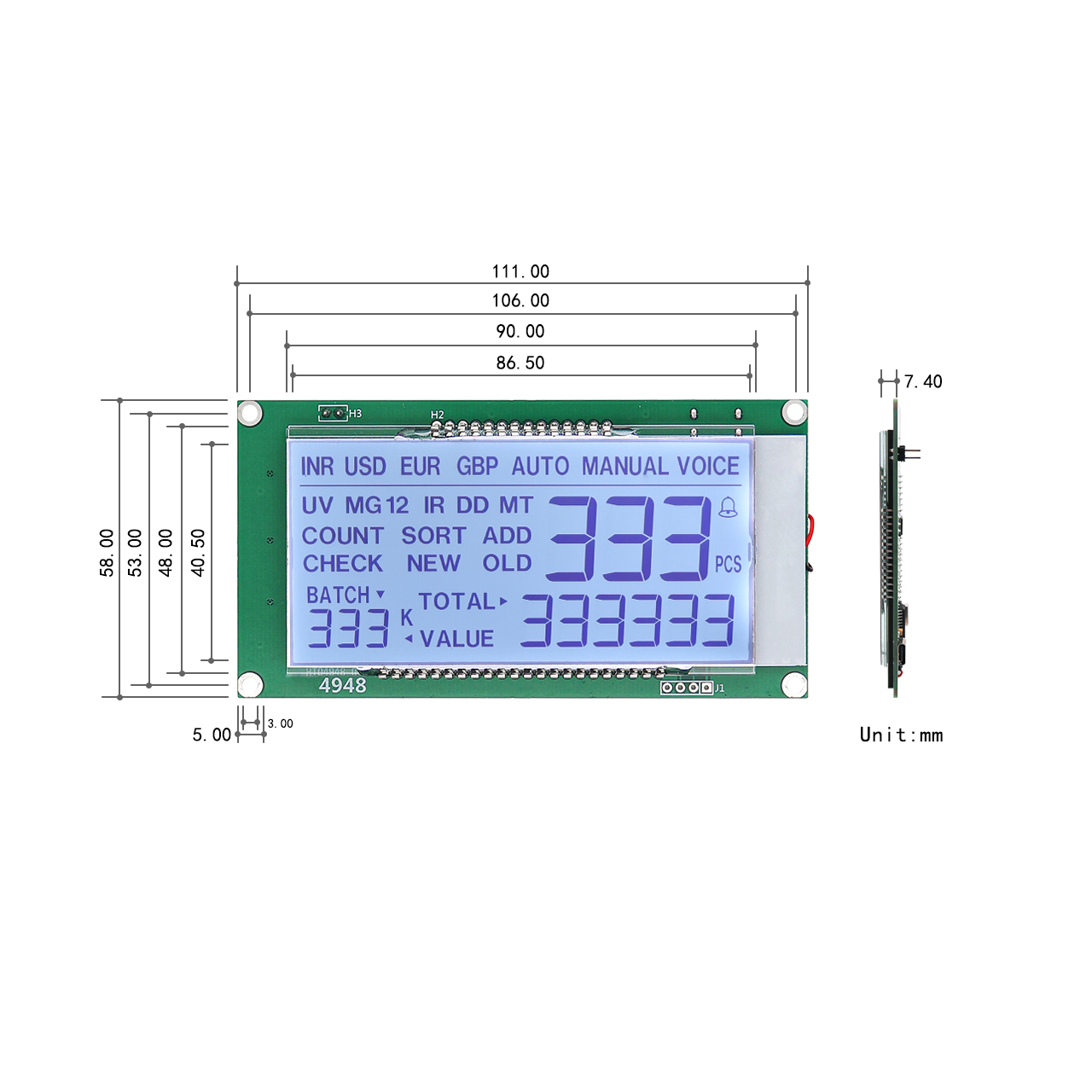 Custom LCD Display FSTN Transmissive Positive Segment Screen